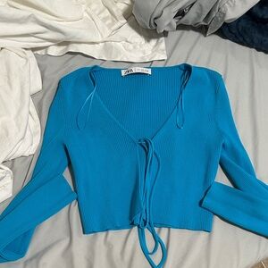 Zara Vibrant Blue Ribbed Crop Top